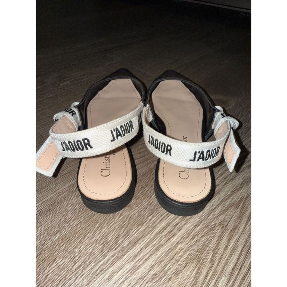 Dior Black Pointed Slingback Flats with Logo Strap - Picture 3 of 7